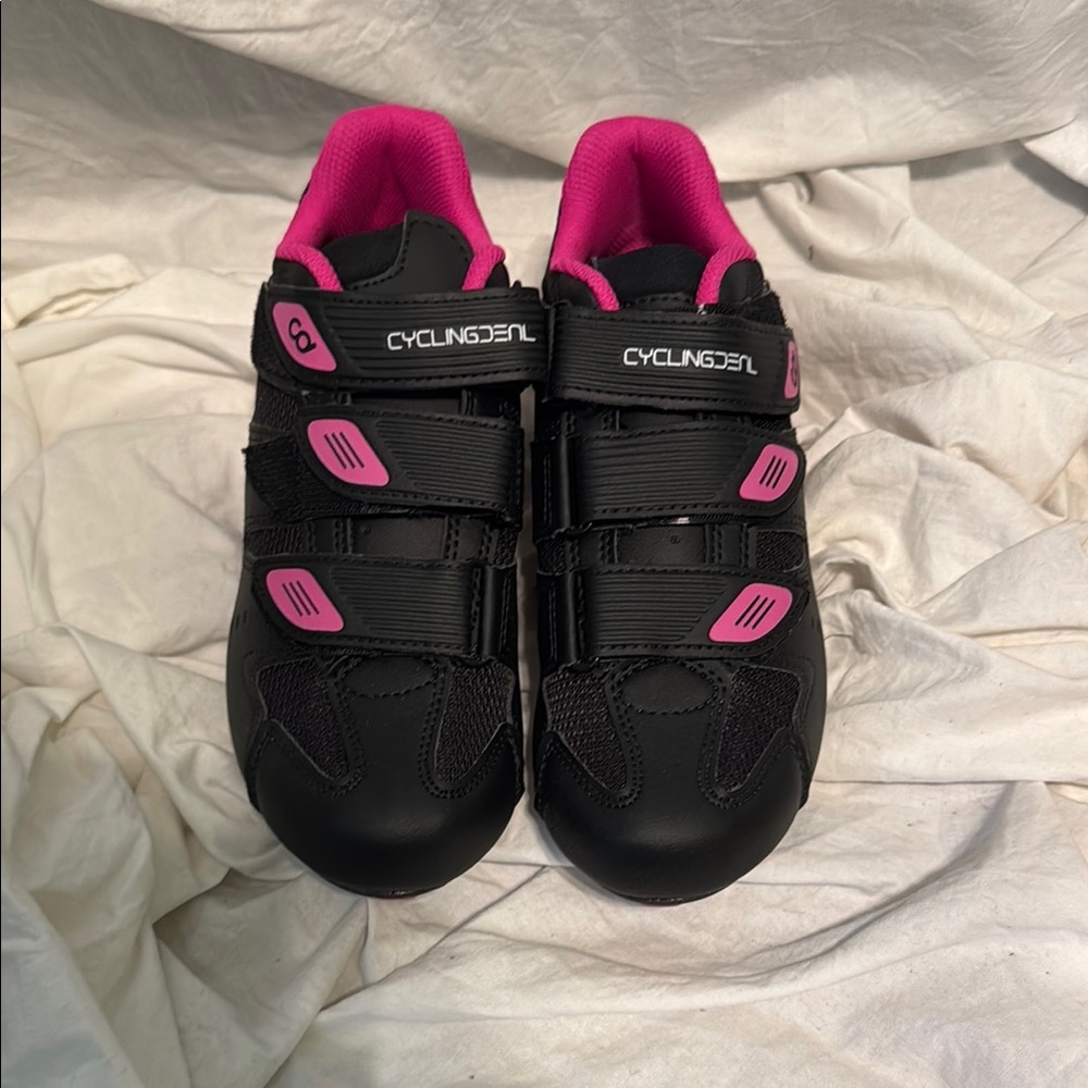 Chanel Black and Pink Athletic Shoes with Velcro Straps